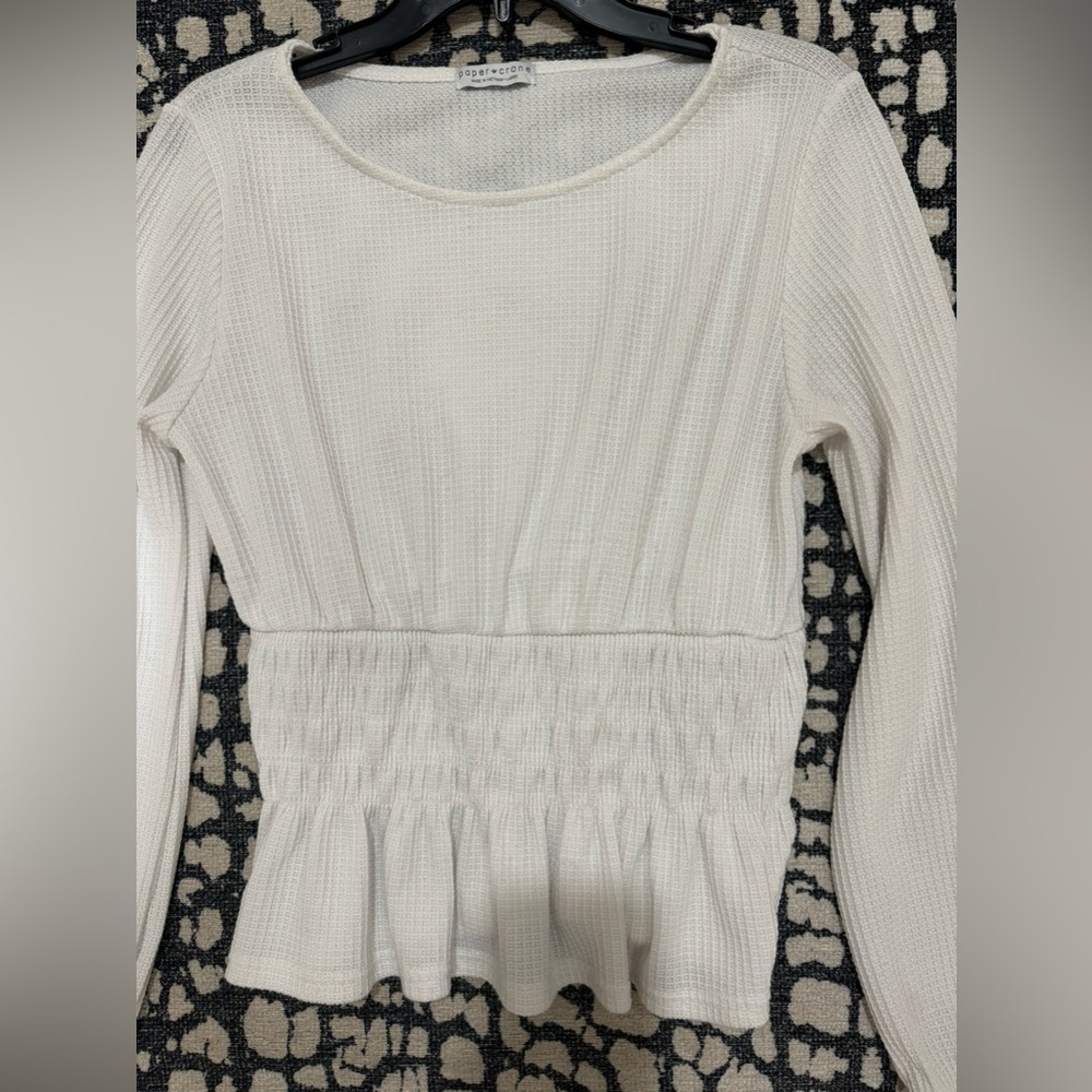Paper Crane Thermal Waffle White Top - Picture 10 of 10